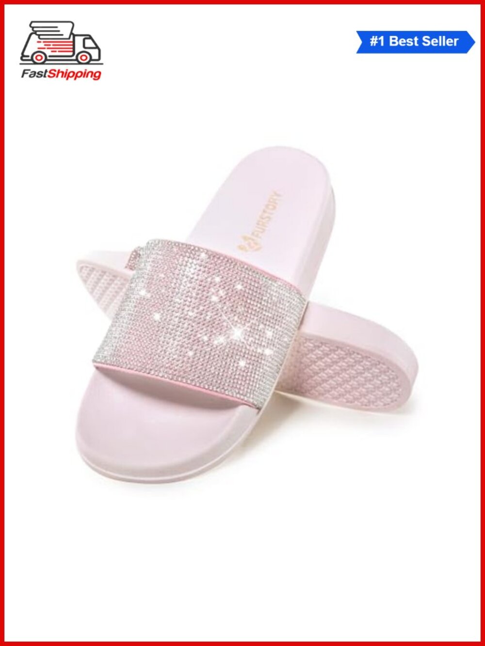 Rhinestone Glitter Platform Slides Slippers Cozy Non-Slip Open Toe Sandals